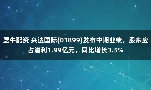盟牛配资 兴达国际(01899)发布中期业绩，股东应占溢利1.99亿元，同比增长3.5%